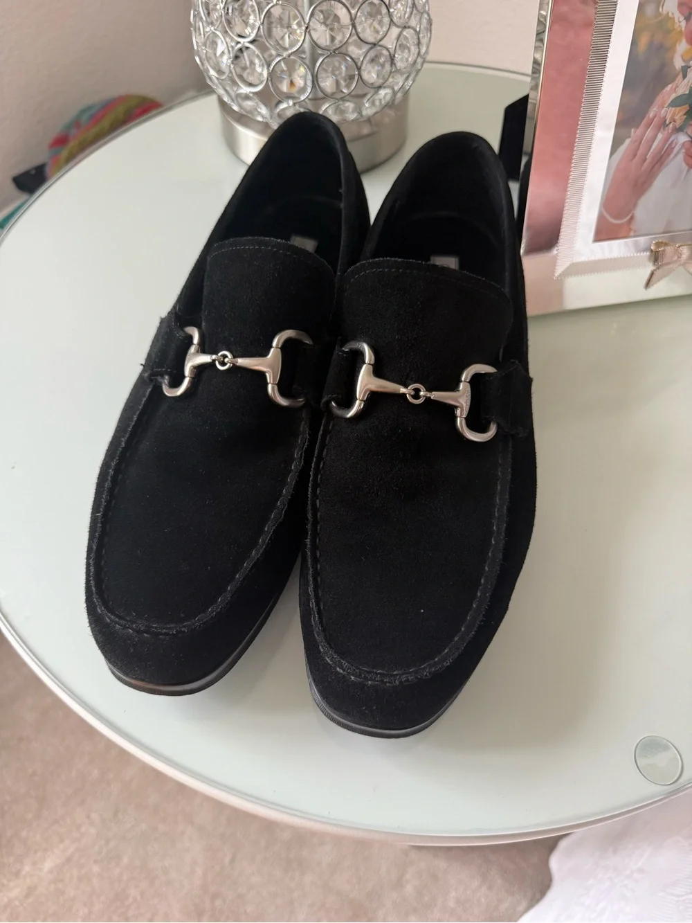 Calvin Klein Black Suede Bit-Detail Loafers